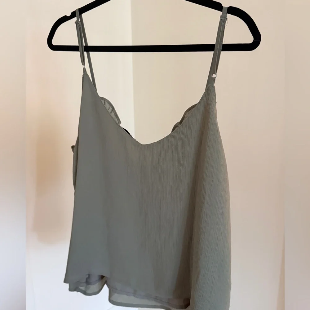 Sage Green Ruffle V-Neck Spaghetti Strap Camisole - Picture 4 of 5
